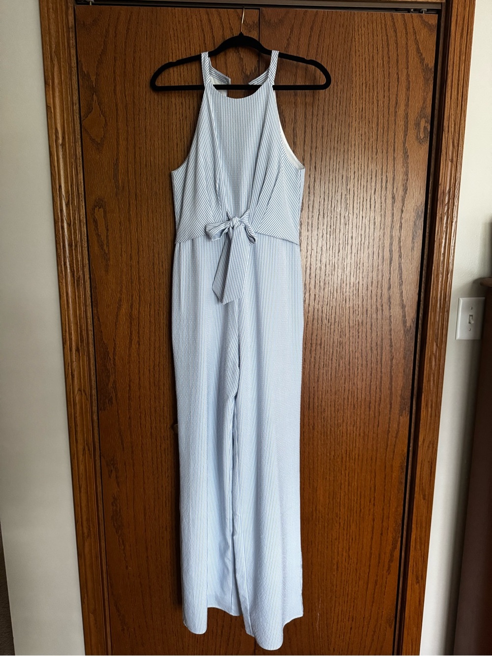 Sugarlips Light Blue Sleeveless Tie-Front Jumpsuit